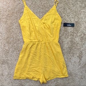 NWT Lulu’s Indie Mustard Yellow Surplice Romper